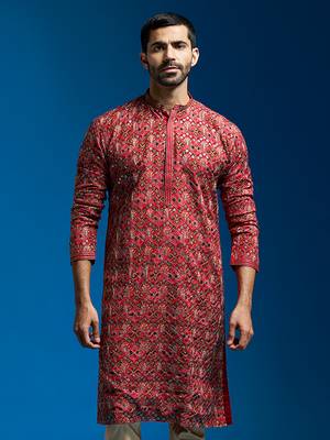  red chinon kurta 3