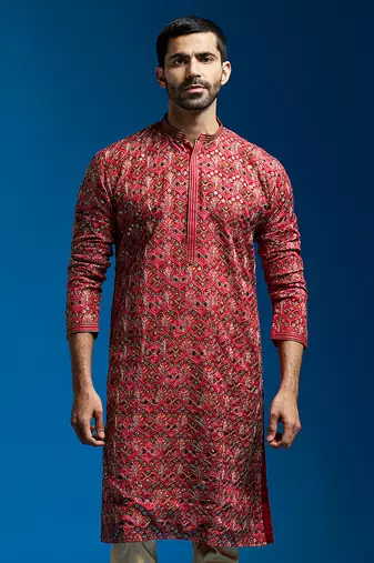  red chinon kurta
