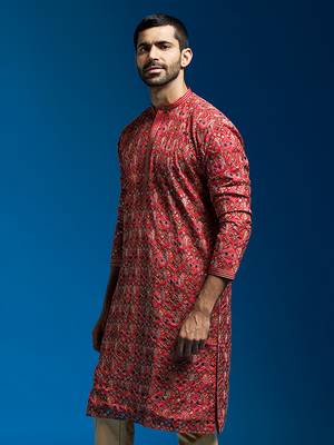  red chinon kurta 4