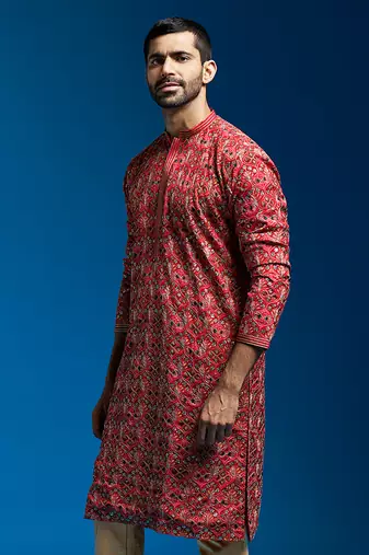  red chinon kurta