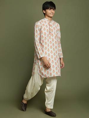 multicolor-base-beige and cream kurta patiala set 2