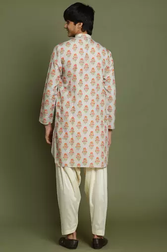 multicolor-base-beige and cream kurta patiala set