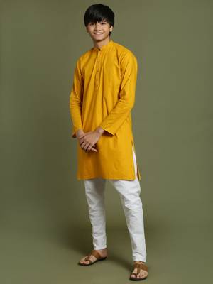  mustard and white kurta pyjama set 2