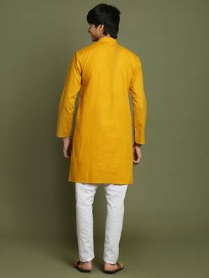  mustard and white kurta pyjama set 3