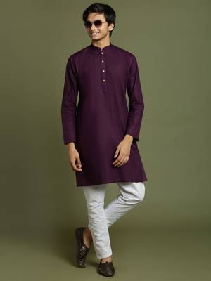  yuva boys' purple and white kurta pyjama set 1