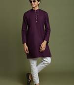  yuva boys' purple and white kurta pyjama set
