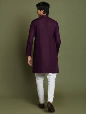  yuva boys' purple and white kurta pyjama set 3
