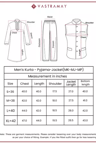 red chinon jacket,kurta and pyjama set.