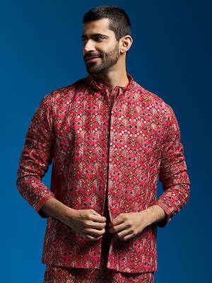  red - nehru jacket 1