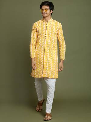  orange and white kurta pyjama set 1