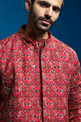 red - nehru jacket