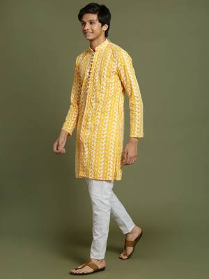  orange and white kurta pyjama set 2