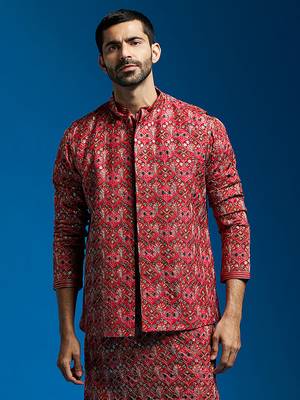  red - nehru jacket 3