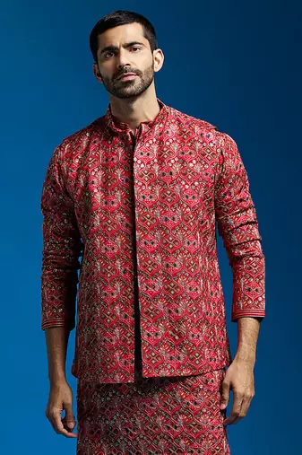  red - nehru jacket