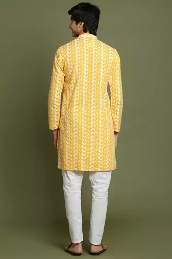  orange and white kurta pyjama set