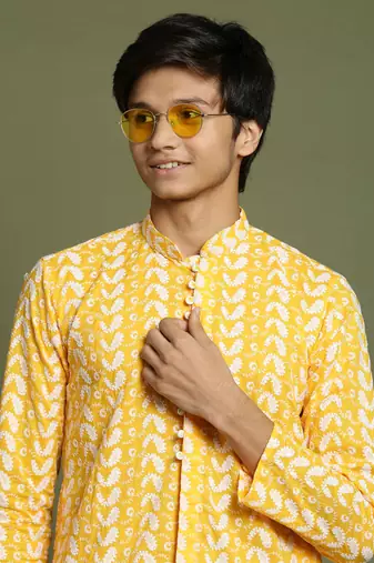  orange and white kurta pyjama set