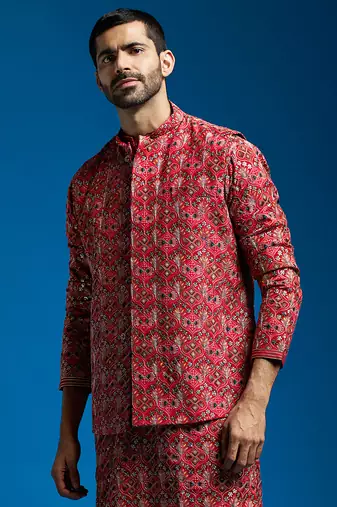  red - nehru jacket