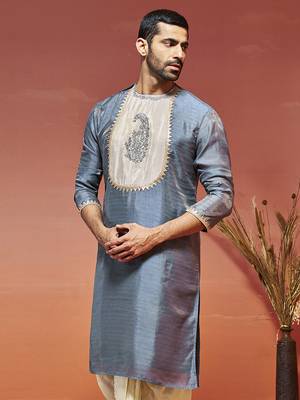  gray silk blend kurta 1
