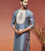  gray silk blend kurta
