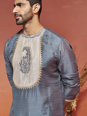  gray silk blend kurta 2