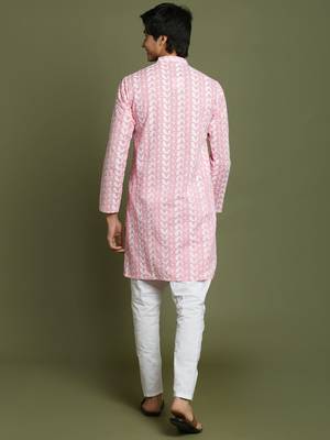  yuva boys' pink and white kurta pyjama set 3