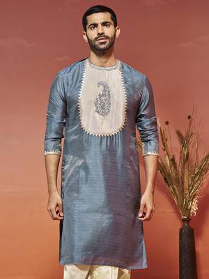  gray silk blend kurta 3