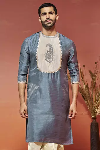  gray silk blend kurta