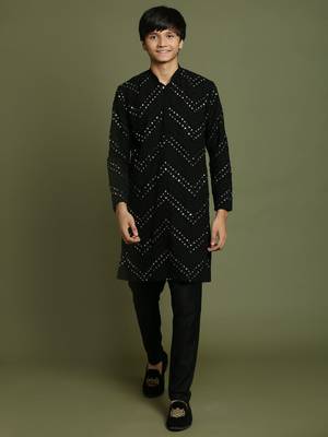  yuva boys' black kurta pyjama set 1