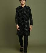 yuva boys' black kurta pyjama set