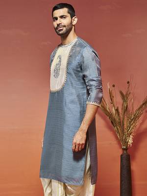  gray silk blend kurta 4