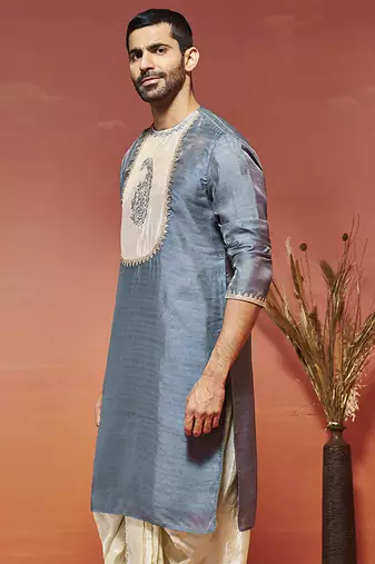  gray silk blend kurta