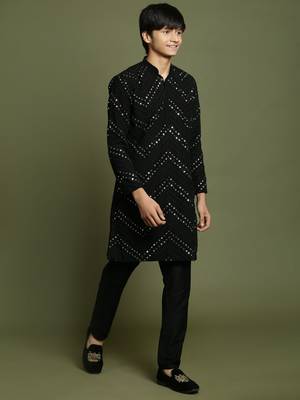  yuva boys' black kurta pyjama set 2