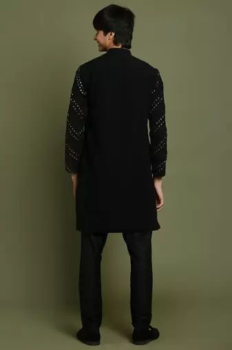  yuva boys' black kurta pyjama set