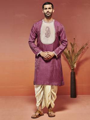 onion silk blend kurta and dhoti set 1