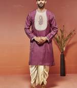 onion silk blend kurta and dhoti set