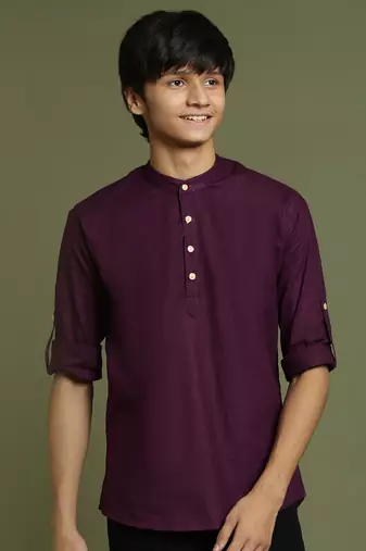  yuva boys' purple short kurta