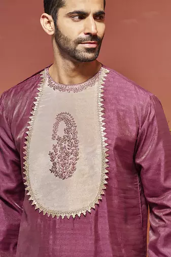 onion silk blend kurta and dhoti set