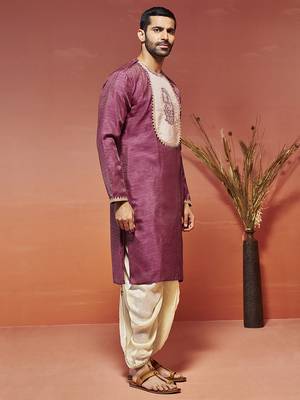 onion silk blend kurta and dhoti set 3