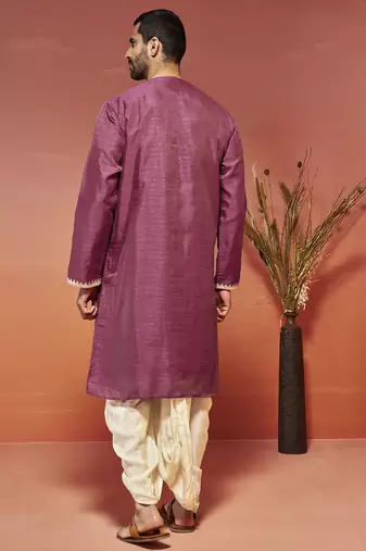 onion silk blend kurta and dhoti set