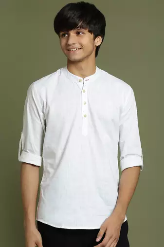  yuva boys' white short kurta