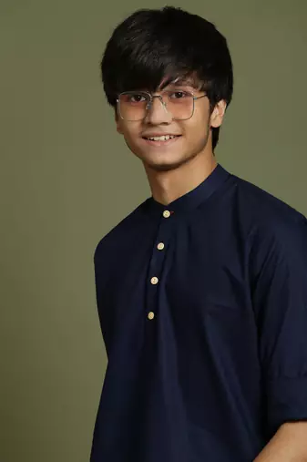  yuva boys' navy blue short kurta