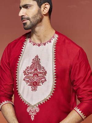 red viscose kurta and dhoti set 2