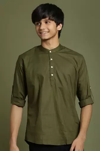  dark green short kurta