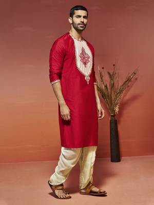 red viscose kurta and dhoti set 3