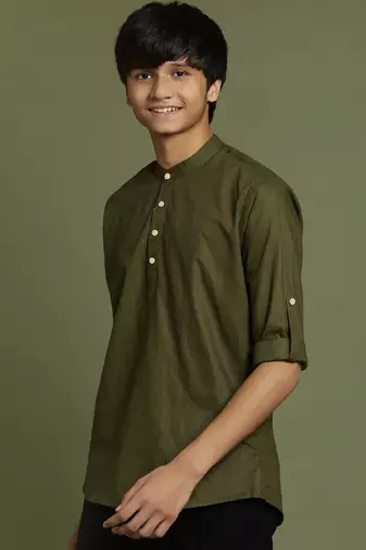  dark green short kurta