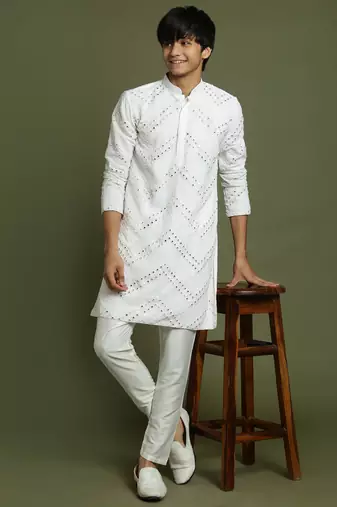 Vastramay yuva boys' white kurta pyjama set
