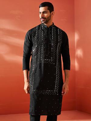  black silk blend kurta 2