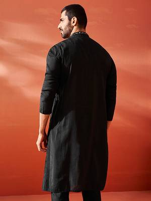  black silk blend kurta 4
