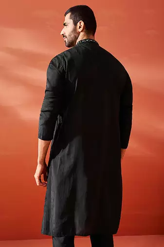  black silk blend kurta