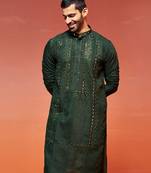  bottle green silk blend kurta
